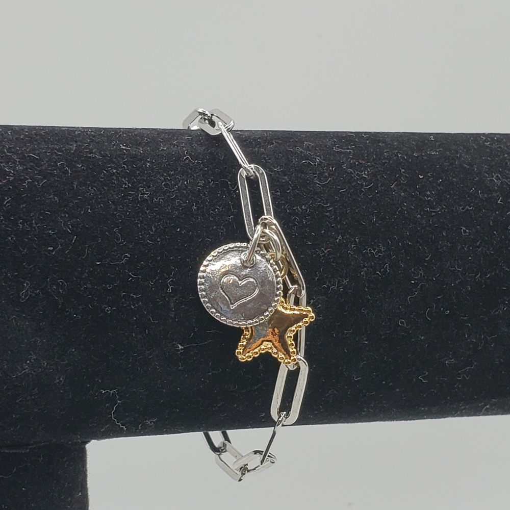 PZ Israel Sterling Paperclip Link Charm Bracelet - Picture 2 of 16